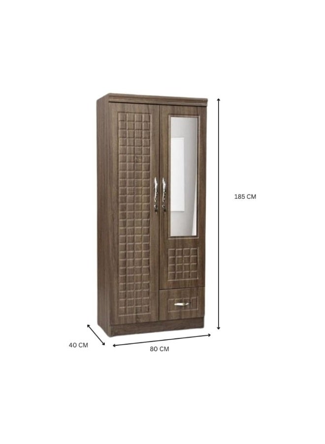 ABX HOME Shaku 2 Door Wooden Wardrobe, Cabinet Cupboard Engineered Wood Perfect Modern Stylish Heavy Duty With Mirror (Free Installation) - Image 3
